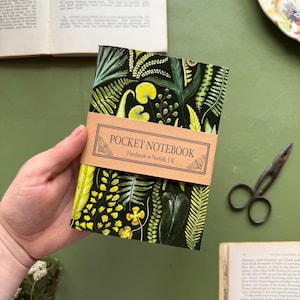 Handgefertigtes Notizbuch „Fern“, A6-Format, botanischer Druck, Pflanzen, Natur, Skizzenbuch