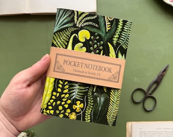 Carnet de poche artisanal Fougère, format A6, motif botanique, plantes, nature, carnet de croquis