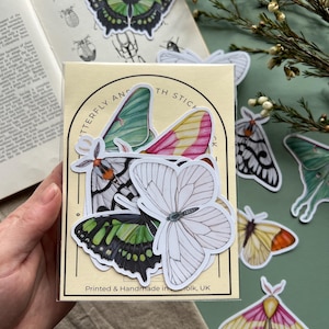 Butterfly and Moth Sticker Pack, 6 Vinyl Insect Stickers
