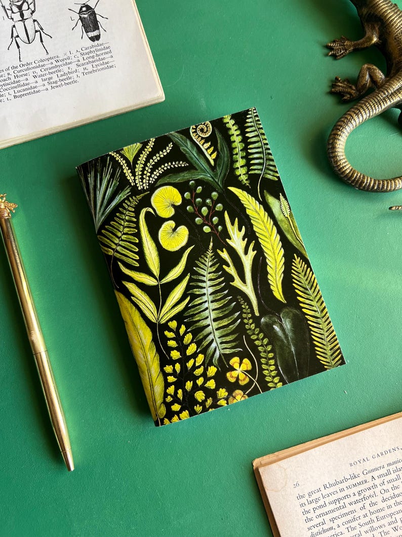 Farn Handgemachtes Taschennotizbuch, A6 Notizbuch, Botanischer Druck, Pflanzen, Natur, Skizzenbuch Bild 12