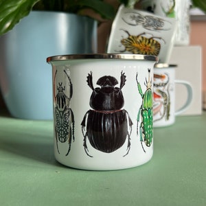 Beetles, Enamel Mug, Travel Mug, 10oz Camping Mug image 2