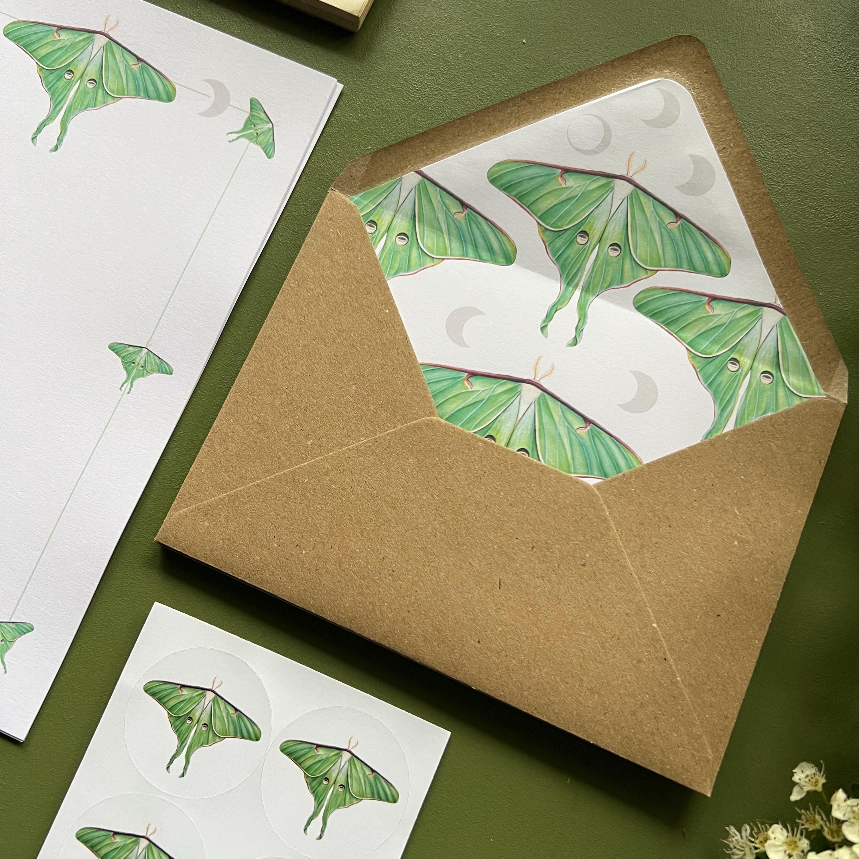 Luna Moth Letter Writing Set, Entomology Gift, Insect Stationery - Etsy UK