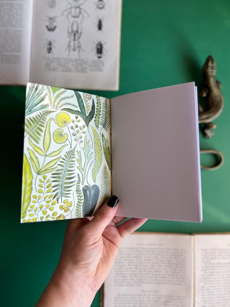 Farn Handgemachtes Taschennotizbuch, A6 Notizbuch, Botanischer Druck, Pflanzen, Natur, Skizzenbuch Bild 7