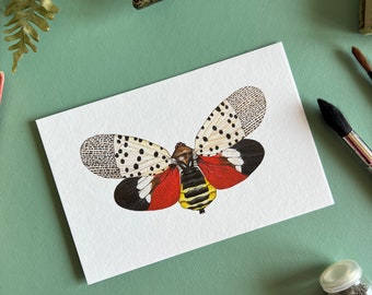 Spotted Lanterfly, A6 Print / Watercolour Illustration