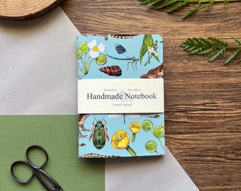 Pond Life Handmade Pocket Notebook Mini wildlife notebook, sketchbook