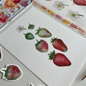 Ripening Strawberries Print, A5 Watercolour Fine Art Print image 5