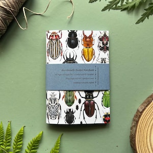 Handgemachtes Pocket Notizbuch - Käfer, mini Notizbuch, A6 Notizbuch