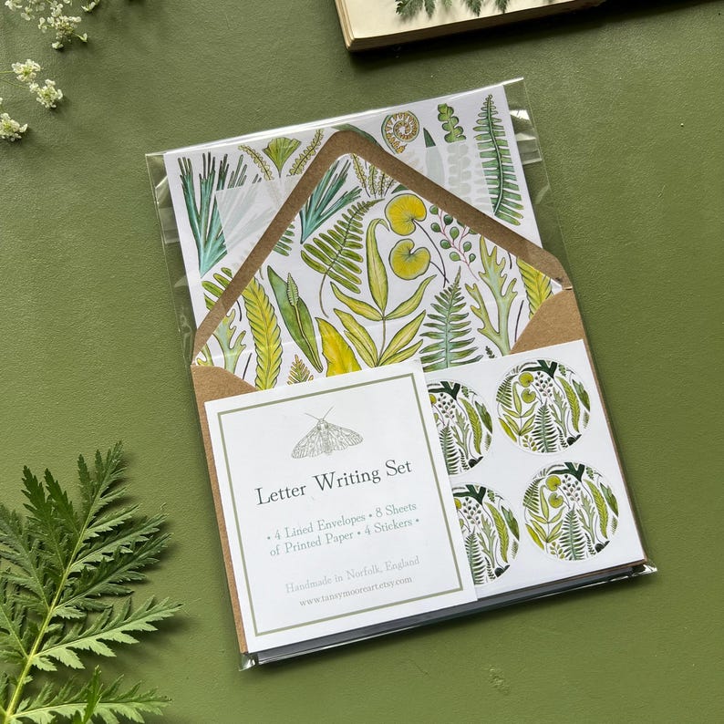 Fern Lettering R Fern Letter Writing Set, Botanical Stationery, Plant Lover Gift - Etsy
