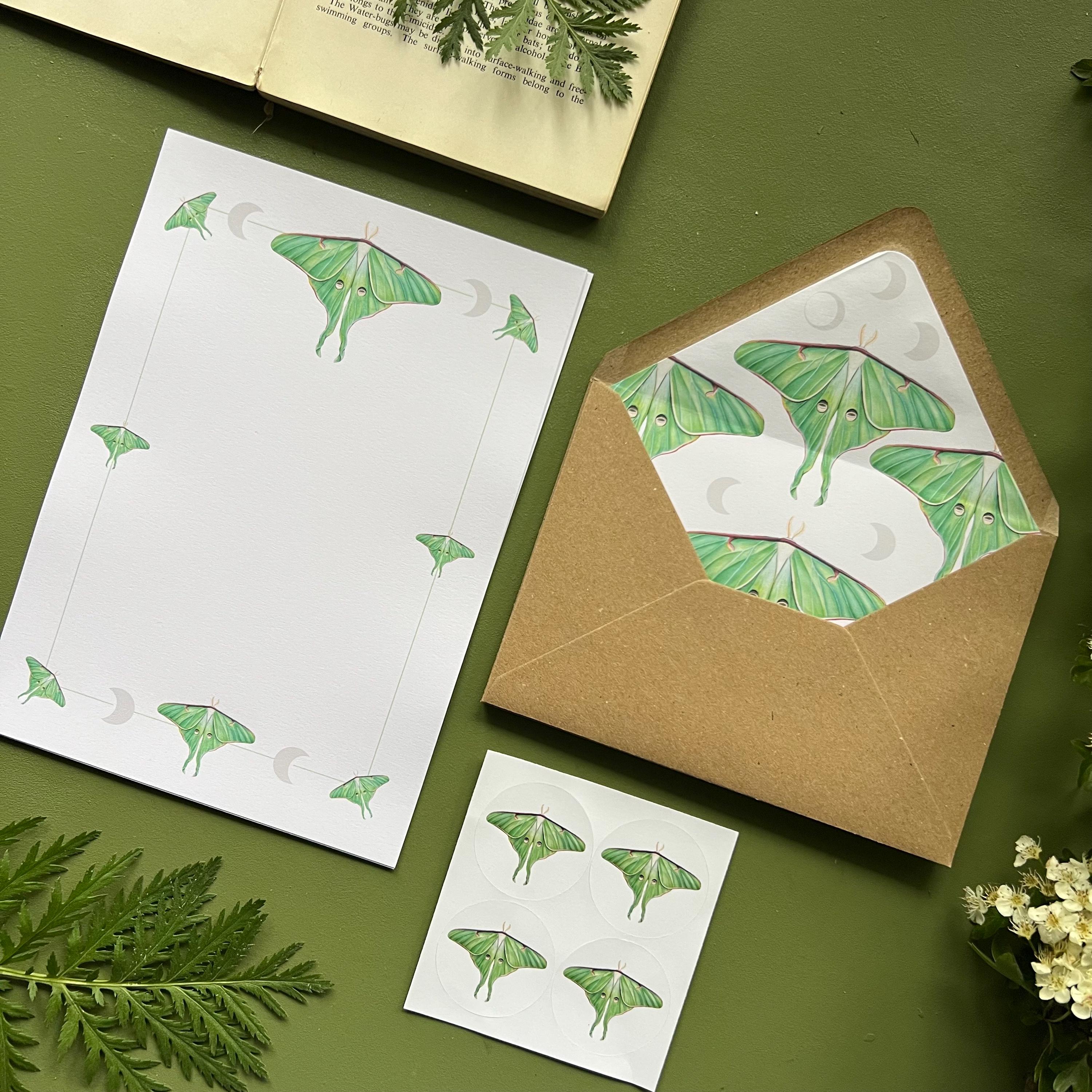 Luna Moth Letter Writing Set, Entomology Gift, Insect Stationery - Etsy UK