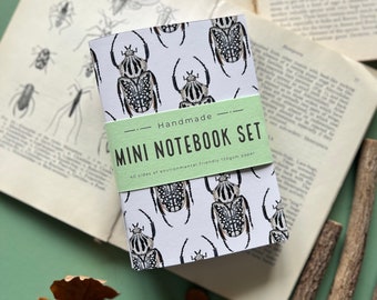 Mini Beetles Notebooks, Set of Three, Handmade