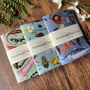 Handmade Wildlife Pocket Notebook Set, A6 Notebook, Sketchbooks, Nature