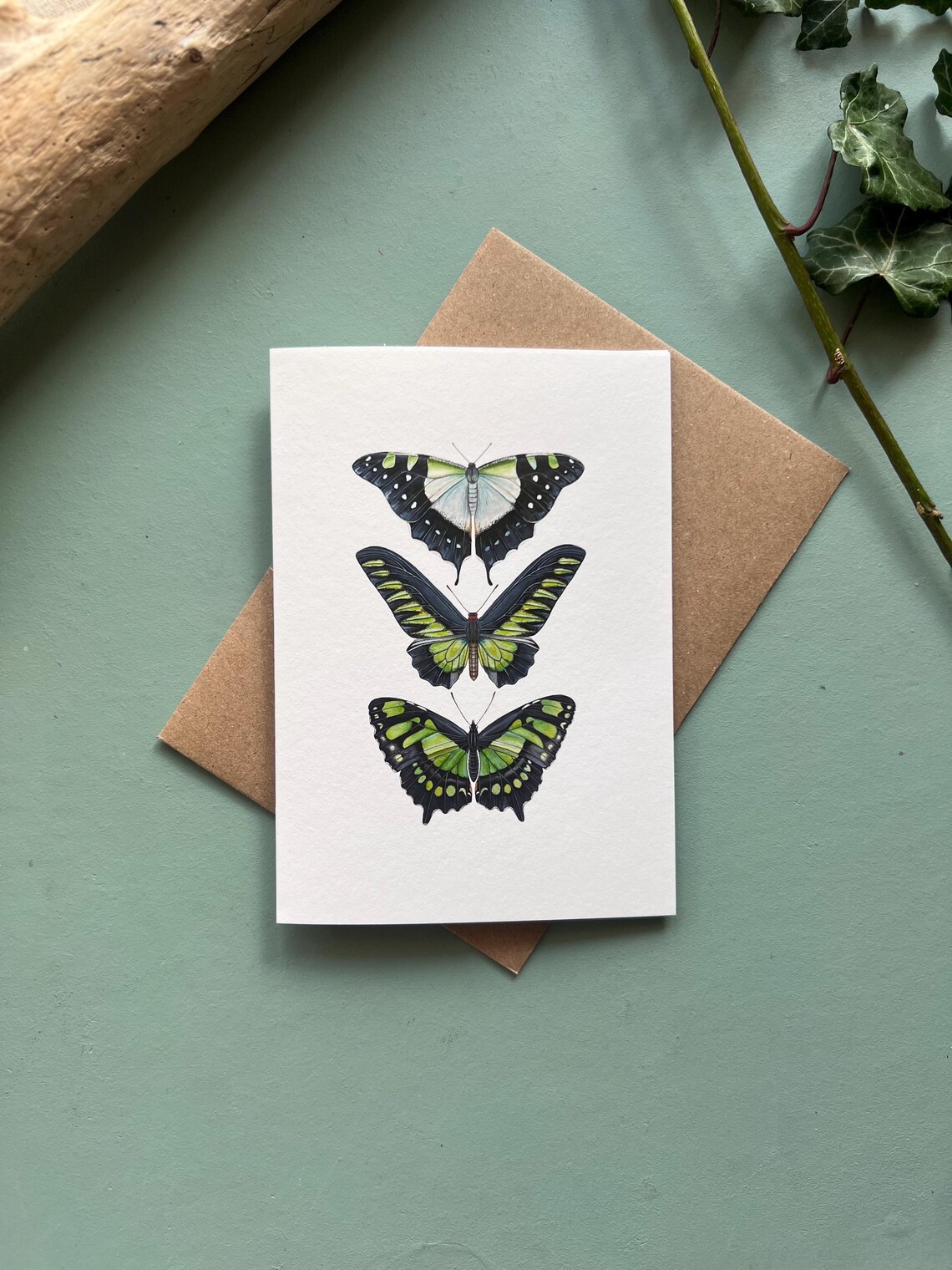 Green Butterflies, Blank Greeting Card - Etsy