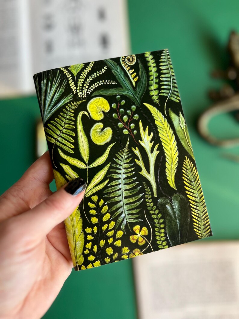 Farn Handgemachtes Taschennotizbuch, A6 Notizbuch, Botanischer Druck, Pflanzen, Natur, Skizzenbuch Bild 11