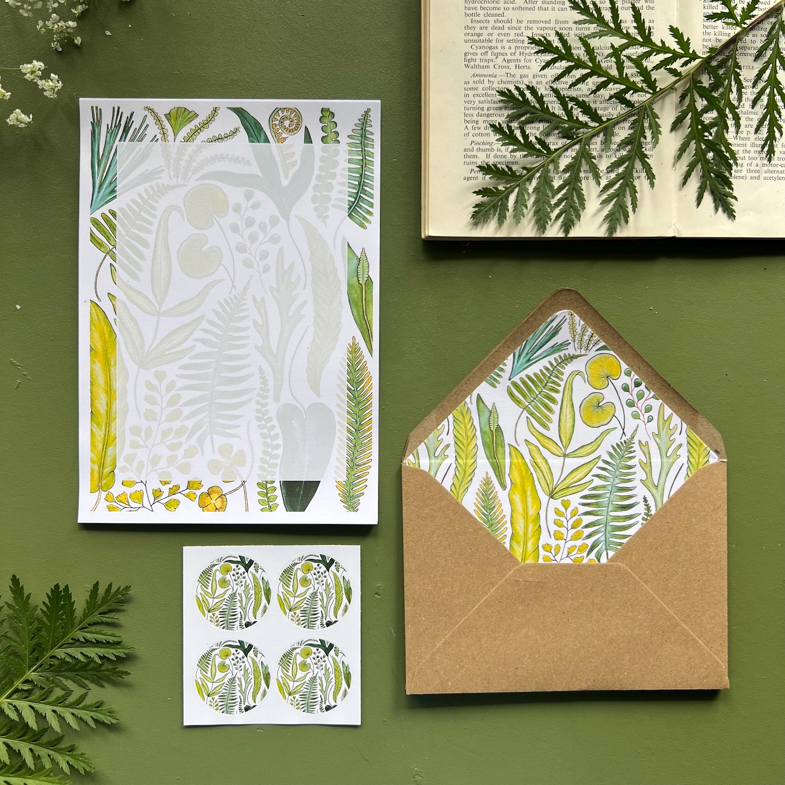 Fern Lettering R Fern Letter Writing Set, Botanical Stationery, Plant Lover Gift - Etsy