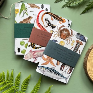 Handmade Pocket Notebook Set - Wildlife set, mini notebook, A6 Notebook