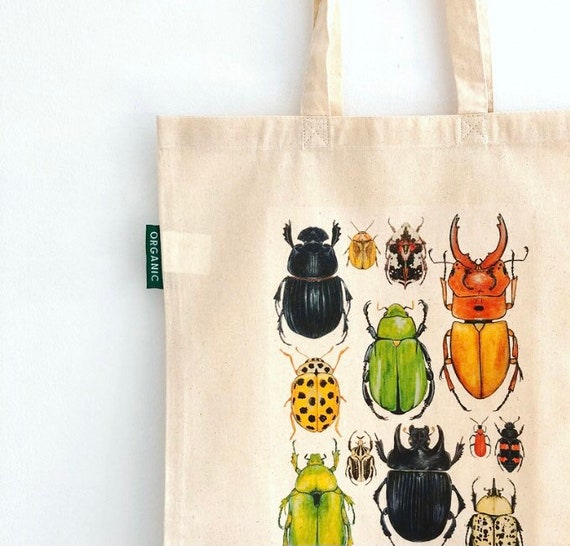 Beetles Of The World Canvas Tote Bag - Reusable Natural Cotton Shopping Bag | Two Sizes Available - View #3