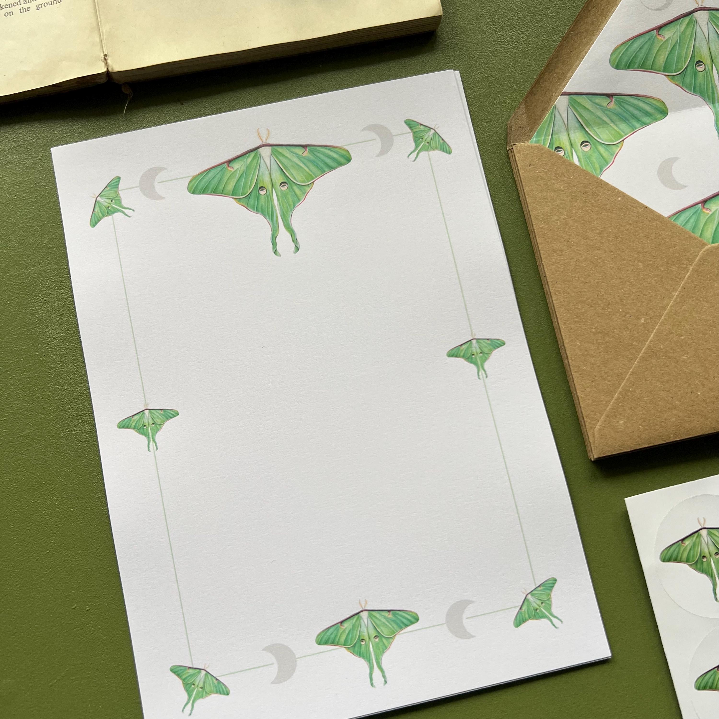 Luna Moth Letter Writing Set, Entomology Gift, Insect Stationery - Etsy