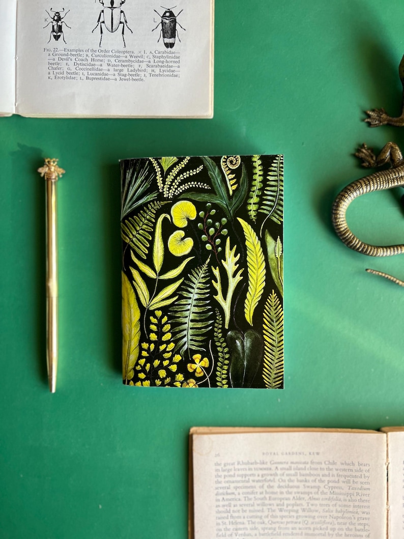 Farn Handgemachtes Taschennotizbuch, A6 Notizbuch, Botanischer Druck, Pflanzen, Natur, Skizzenbuch Bild 10