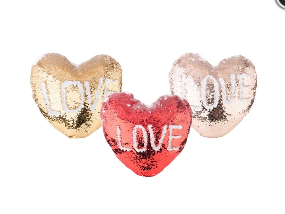 Heart shaped sequin pillow cheap