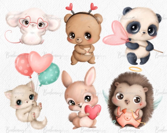 Cute Cartoon Valentine's Day Animals Clipart Animals in - Etsy Canada Cute Cartoon Valentine's Day Animals Clipart Animals in - Etsy Canada