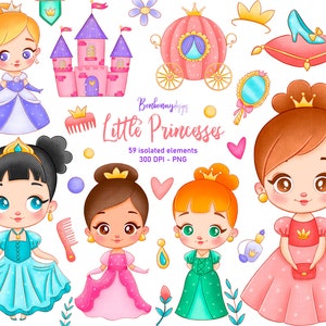 Baby Princess Clipart, Little Princess Clipart, Fairy Tale Clipart, Royal Girl, Girl Baby Shower, Nursery Wall Art, Planner Stickers