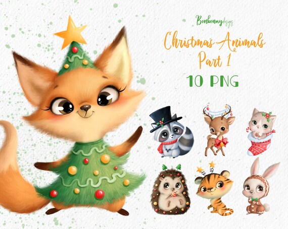 Cute Cartoon Christmas Animals Clipart Winter Clipart New - Etsy Cute Cartoon Christmas Animals Clipart Winter Clipart New - Etsy