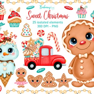 Sweet Christmas Clipart, Cute Gingerbread Man Clipart, Winter Clipart, Gingerbread Cookies, Christmas Candy Clipart, Christmas Cookies