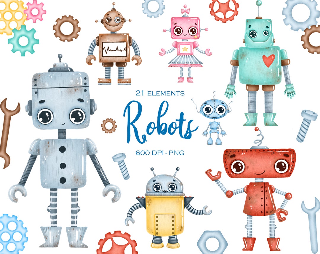 Cute Robot Stickers, Sticker Downloads, Robots Png, Printable Stickers,  Children Printable, Digital Paper Crafting, Png Stickers 