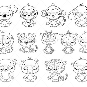 Coloring Pages Meditation Animals Clipart Chakras Clipart - Etsy