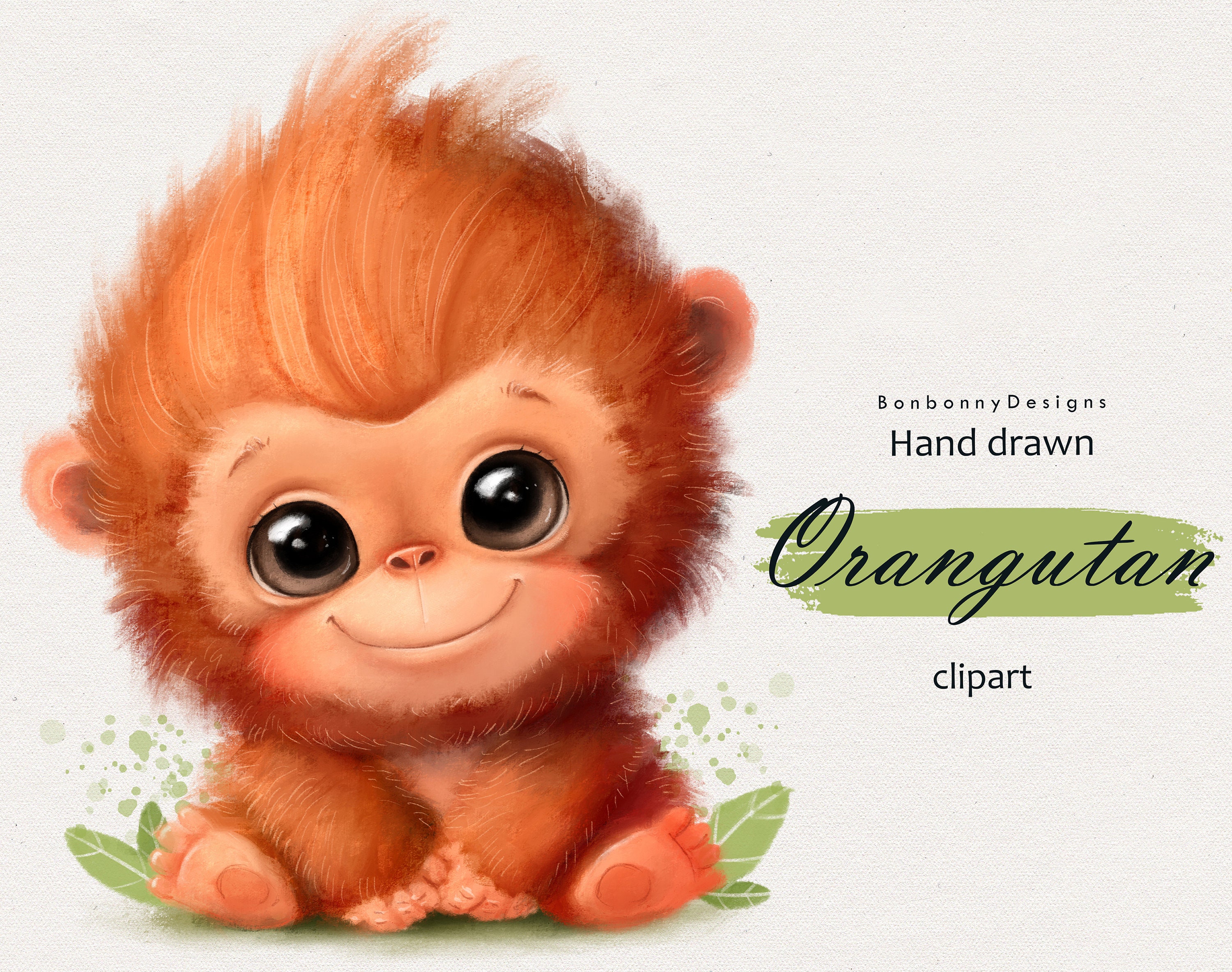 Cute Orangutan Clipart Monkey Clipart Tropical Animals - Etsy Hong ...