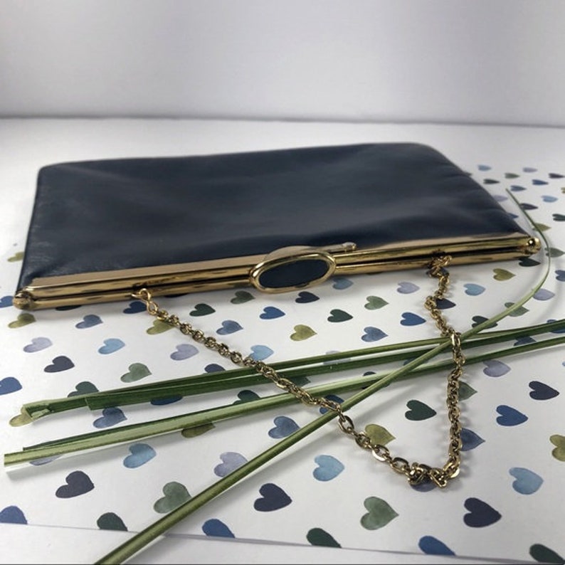 vintage navy clutch bag