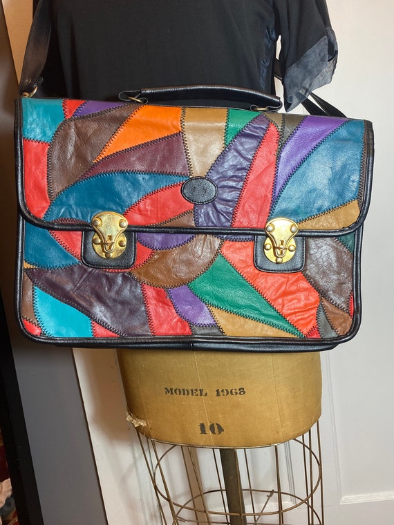 80’s patchwork leather work/laptop bag