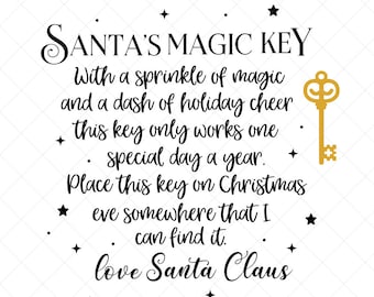 Santa's Magic Key SVG, Christmas SVG, Holiday SVG, Png, Eps, Dxf, Cricut, Cut Files, Silhouette Files, Download, Print