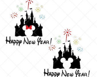 Mickey and Minnie Happy New Year Svg, Fireworks Svg, Holiday Svg, Vector File, Quote SVG,  Cricut, Cut Files, Print