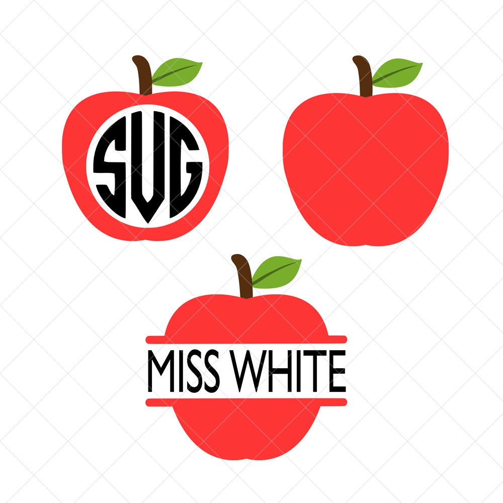 Apple Name Tag SVG Monogram Svg Back to School Vector Etsy