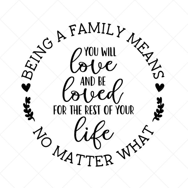 Being a Family Means You Will Love and be Loved Svg, Family Svg, Home Svg, Love Svg, Cut Files, Silhouette Files, Download, Print