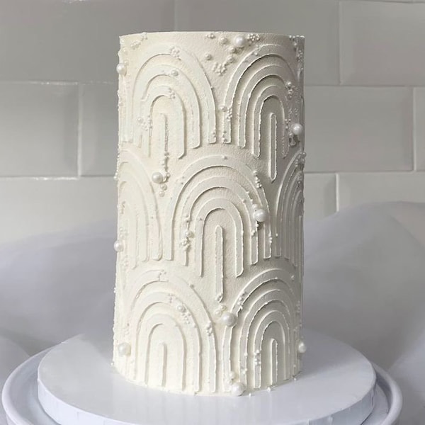 Pochoir à gâteau arc-en-ciel bohème - Gâteau à la crème au beurre pour toutes les célébrations, anniversaires, mariages, baptême