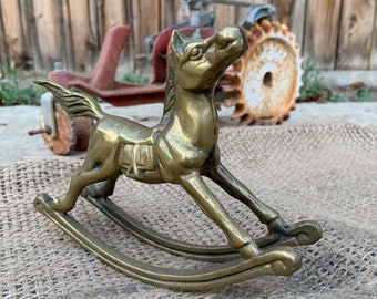 Antique Brass Rocking Horse/Figurine / Rocking Horse/ Vintage Decore/ Antique Brass