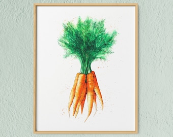 Carrot Painting Original Art Food Oil Painting Carrot Still Life Original Artwork 7 by 5 Kitchen Wall Art by ElgrigoArtShop