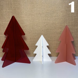 Acrylic Winter Tree Decor | Holiday Christmas Tree | Red, Pink & White