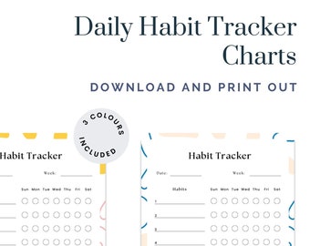 Gráficos diarios de seguimiento de hábitos - Descarga digital - Imprimible - 3 colores incluidos