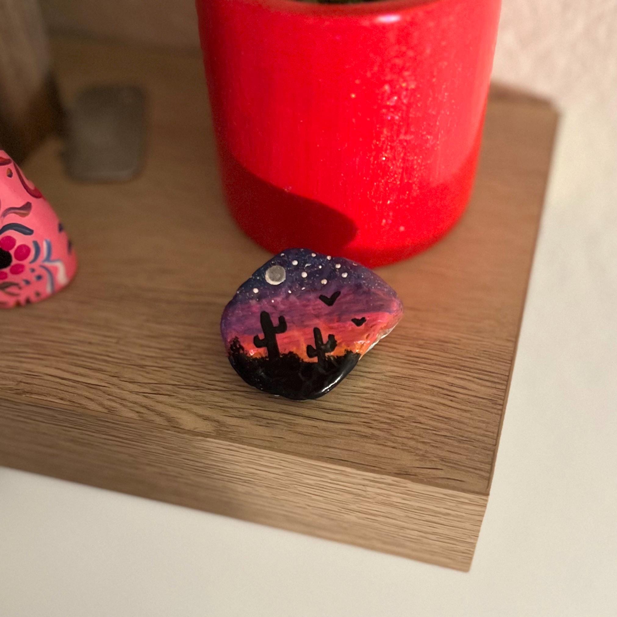Desert Painted Rock, Painted Stone, Gift, Handmade, Rock Art, Garden ...