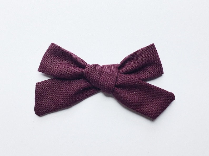 Plum School girl bow Baby headband bow Toddler bow Purple hair bow Sora bow Cotton hair bow Clip bow Handmade bow Hair bow