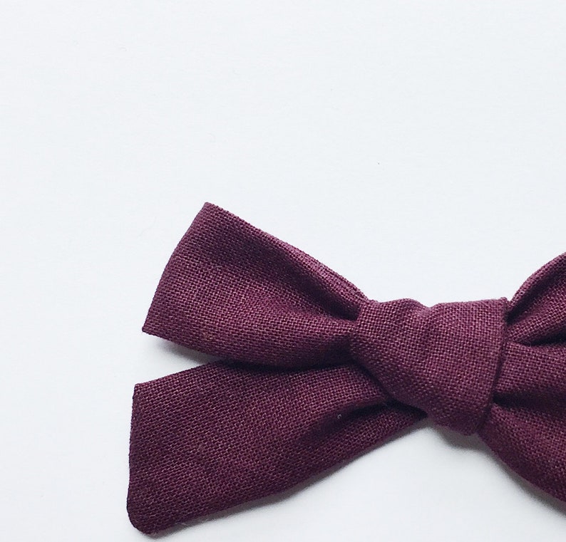 Plum School girl bow Baby headband bow Toddler bow Purple hair bow Sora bow Cotton hair bow Clip bow Handmade bow Hair bow