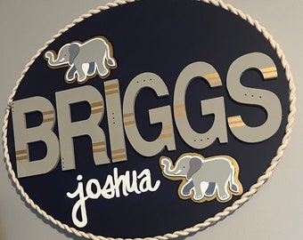 Nursery name sign, above crib sign, round name sign, custom name sign, boy/ girl name sign, nursery sign, nursery decor, baby name sign