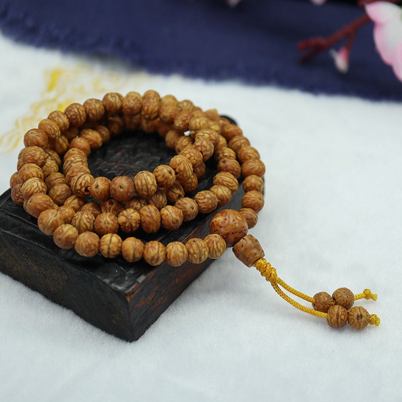 HANDMADE Tibetan Jujube 108 Wooden Mala Beads Meditation Prayer