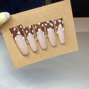 Cow Print French Tip | Set of 20 Press on Nails