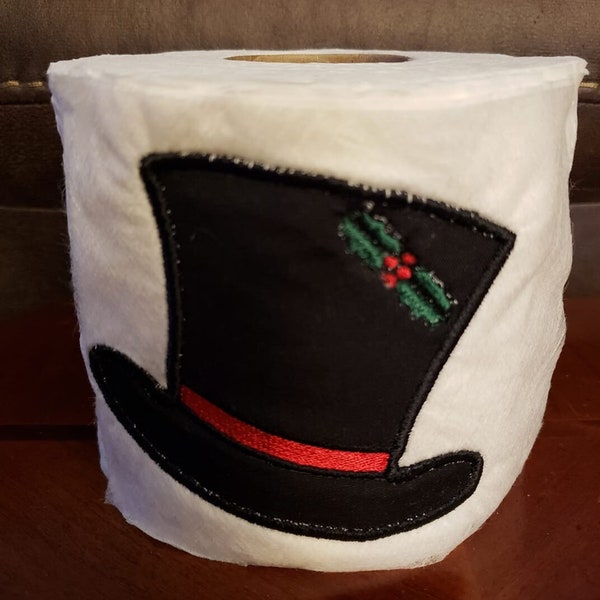 regalo de inauguración de la casa, serie Snowman, sombrero de copa con apliques, diseño digital de bordado, aro 4x4, toalla de cocina, papel higiénico, juego de invierno navideño