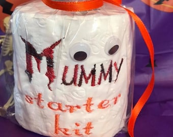 Kit de inicio de momia halloween baño papel higiénico bordado diseño digital para 4x4 aro gag regalo