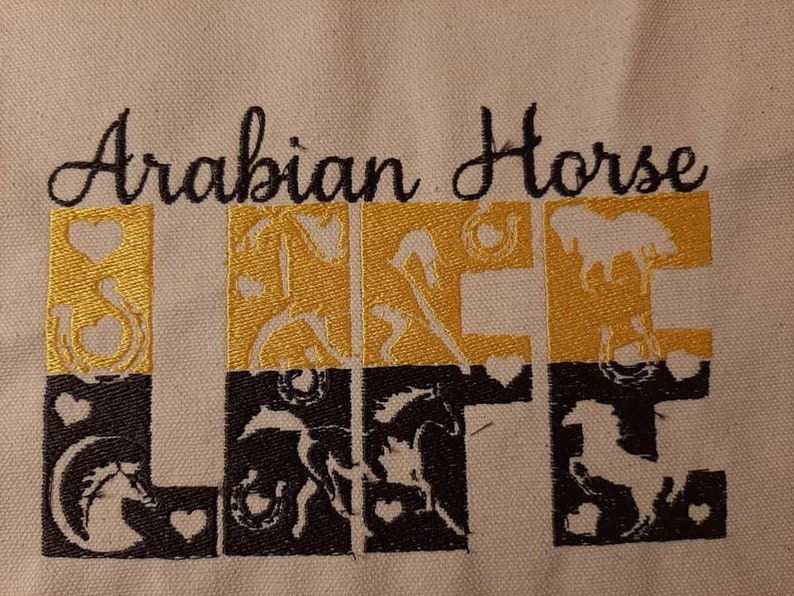 Arabian Horse life Embroidery Digital Design File 5x7 and 6x10 gift 2 colors